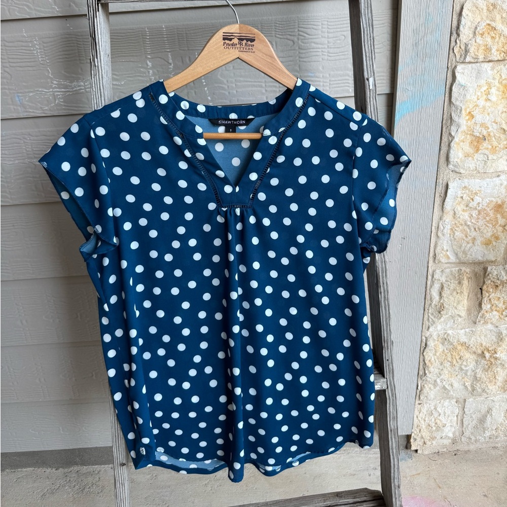 41 Hawthorn Navy Blue Polka Dot Blouse